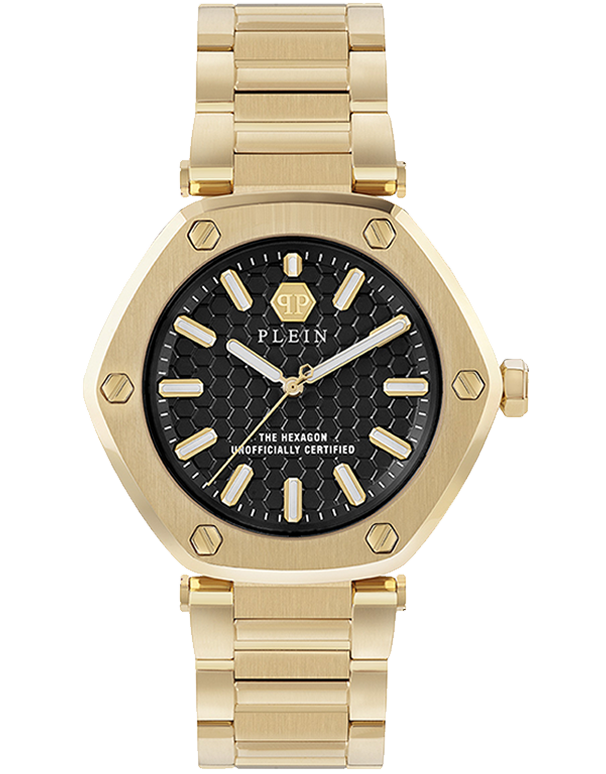 Philipp Plein - Quartz Hexagon Black Dial Gold Steel 38mm Watch - PW1BA0623 - 788090
