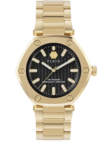 Philipp Plein - Quartz Hexagon Black Dial Gold Steel 38mm Watch - PW1BA0623 - 788090