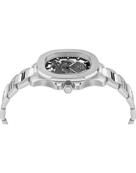 Philipp Plein Orologio Uomo Automatico Scheletrato - Cassa 44mm Acciaio, Cinturino In Silicio Nero