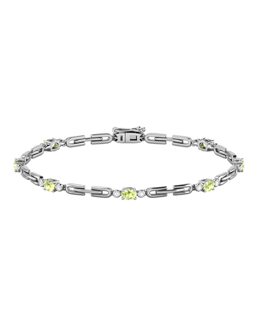 Peridot Bracelet - 10ct White Gold Peridot & Diamond Bracelet - 787945