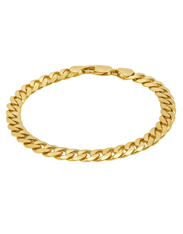 Gold Bracelet - 10ct Yellow Gold Men's Curb 22cm - 787038