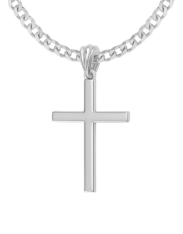 Gold Pendant- 10ct White Gold Cross- 781332
