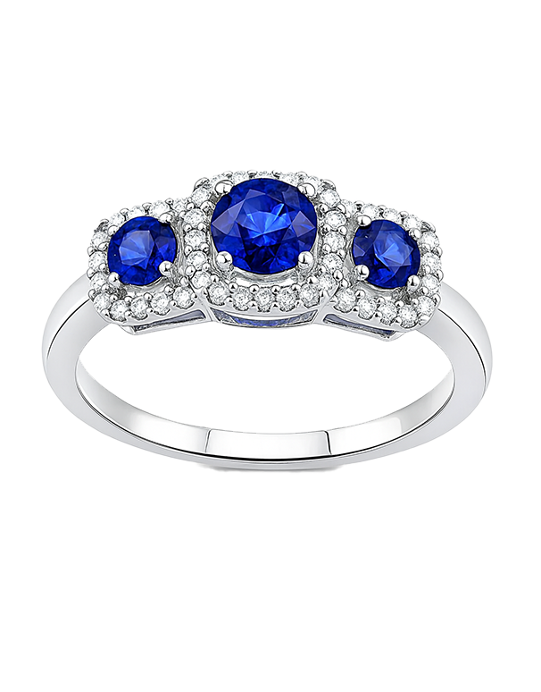 Sapphire Ring - 10ct White Gold Sapphire & Diamond Ring - 787991