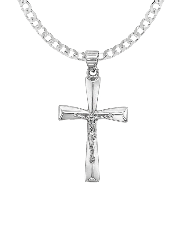 Gold Pendant- 10ct White Gold Crucifix- 785422