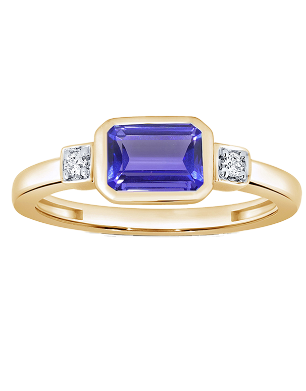 Tanzanite Ring - 10ct Yellow Gold Tanzanite and Diamond Ring- 788538