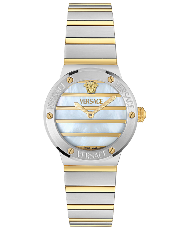 Versace Greca Logo Pearl Qtz Two Tone 33mm  - VE0S00325 - 790178