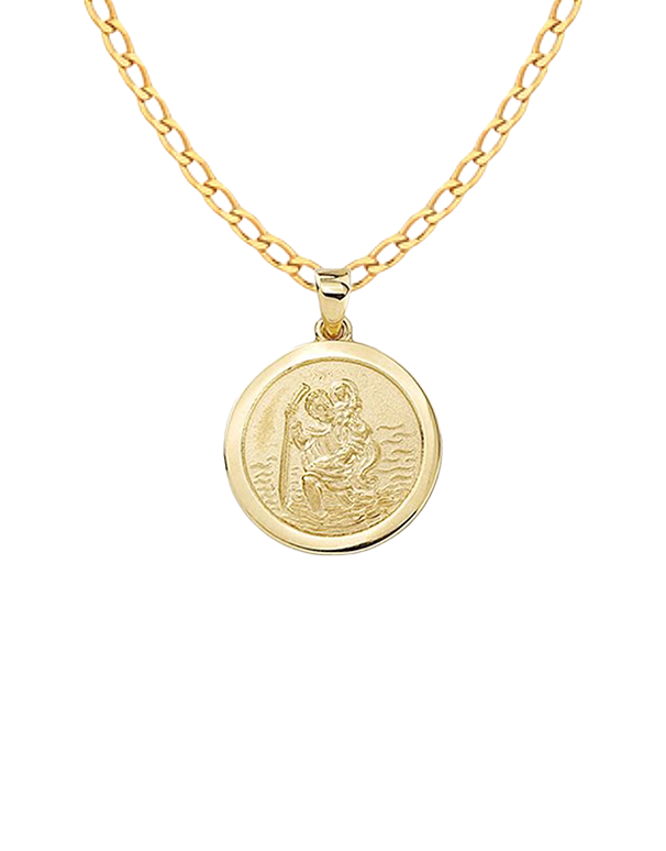 Gold Pendant- 10ct Yellow Gold St Christopher Medal- 785210