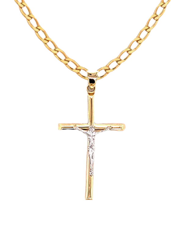 Gold Pendant- 10ct Two Tone Crucifix - 785425