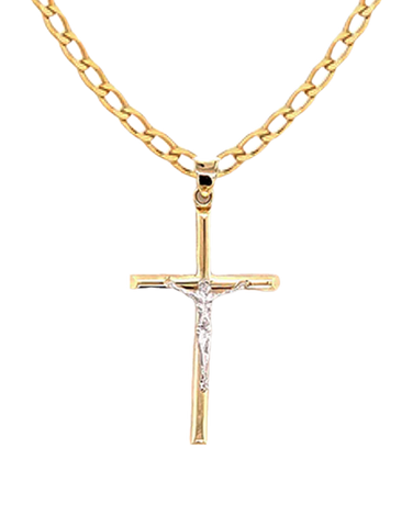 Gold Pendant- 10ct Two Tone Crucifix - 785425