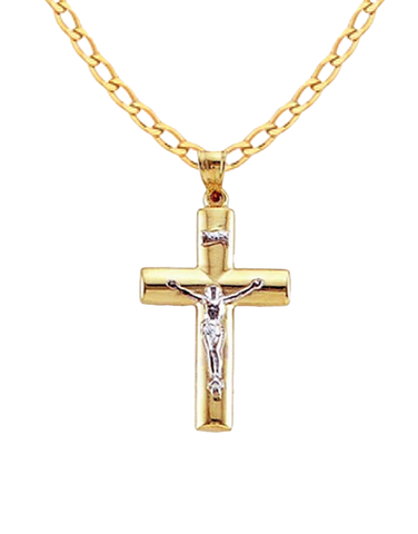 Gold Pendant- 10ct Two Tone Crucifix - 788745
