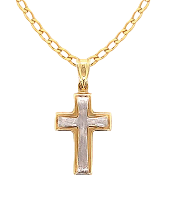 Gold Pendant- 10ct Two Tone Cross- 781328