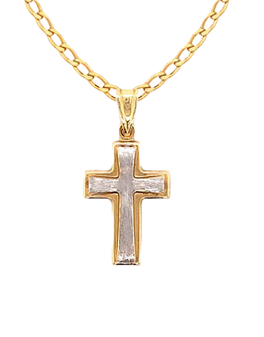 Gold Pendant- 10ct Two Tone Cross- 781328