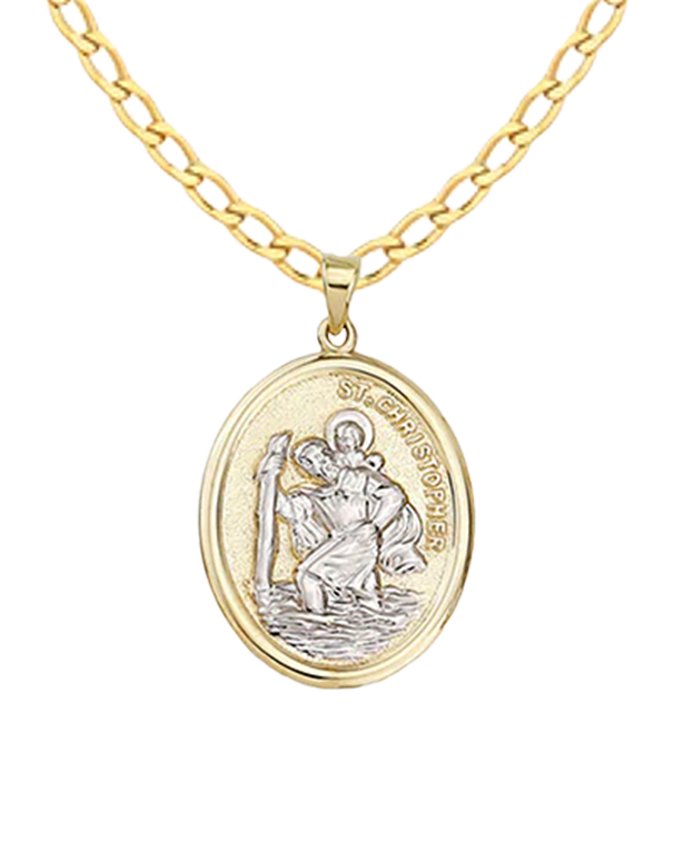 Gold Pendant- 10ct Two Tone St Christopher Medal- 785207