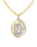 Gold Pendant- 10ct Two Tone St Christopher Medal- 785207