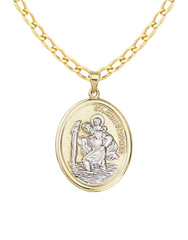 Gold Pendant- 10ct Two Tone St Christopher Medal- 785207