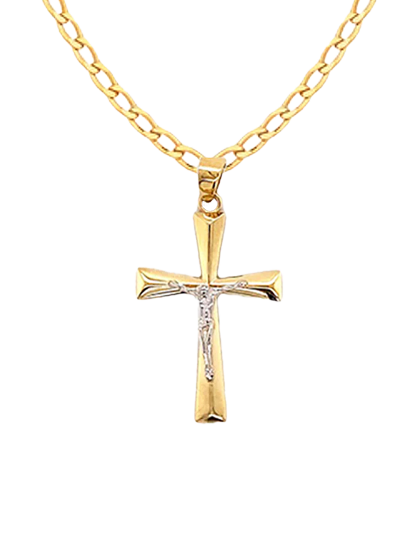 Gold Pendant- 10ct Two Tone Crucifix - 785421