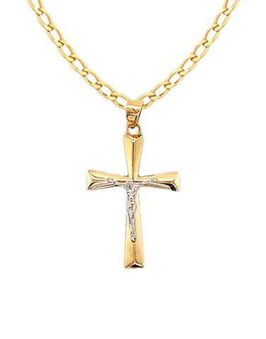 Gold Pendant- 10ct Two Tone Crucifix - 785421
