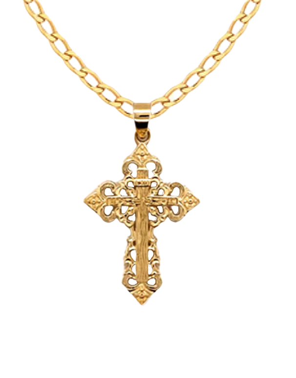 Gold Pendant- 10ct Yellow Gold Filigree Cross- 786773