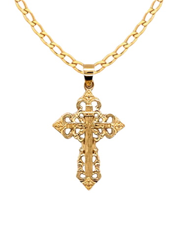 Gold Pendant- 10ct Yellow Gold Filigree Cross- 786773