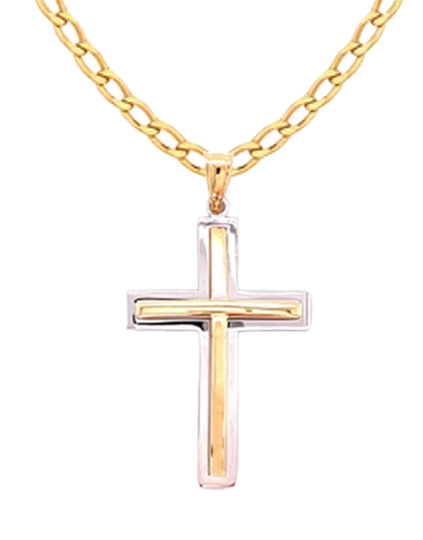 Gold Pendant - 10ct  Two Tone Cross - 785799