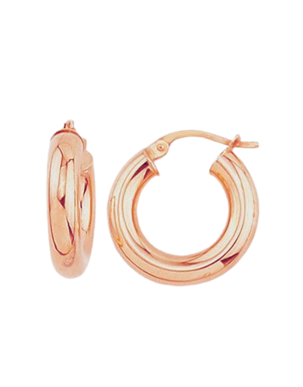 Gold Earrings - 10ct Rose Gold Round Hoop Earrings - 784875