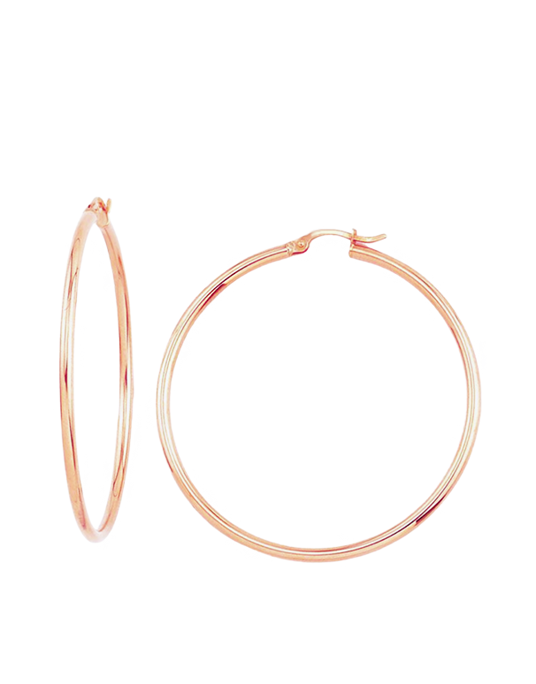 Gold Earrings - 10ct Rose Gold Round Hoop Earrings - 784865