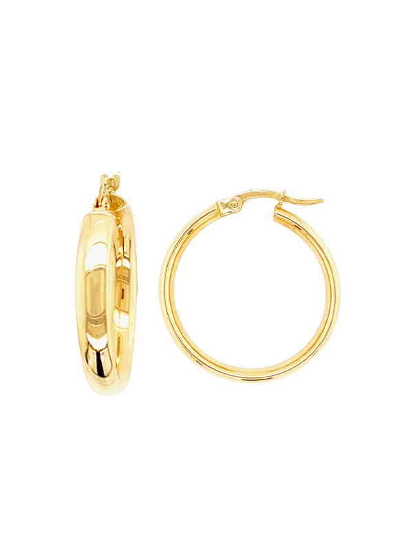 Gold Earrings - 10ct Yellow Gold Half Round Hoop Earrings - 788586