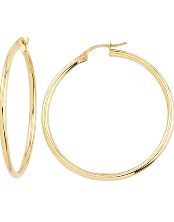 Gold Earrings - 10ct Yellow Gold Round Hoop Earrings - 781359