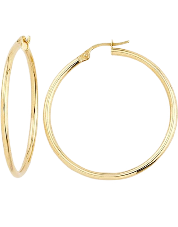 Gold Earrings - 10ct Yellow Gold Round Hoop Earrings - 781340