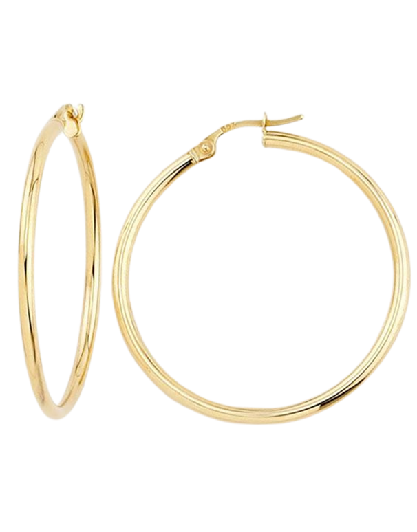 Gold Earrings - 10ct Yellow Gold Round Hoop Earrings - 783414