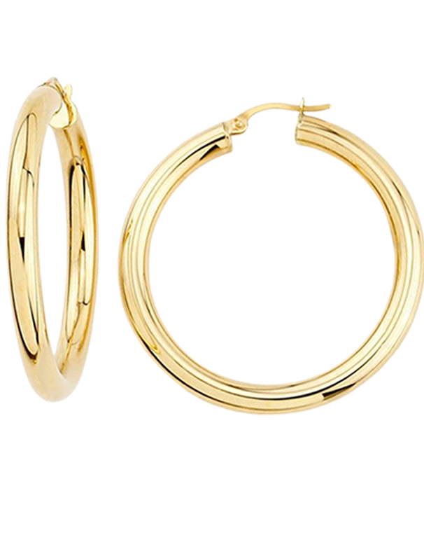 Gold Earrings - 10ct Yellow Gold Round Hoop Earrings - 782263
