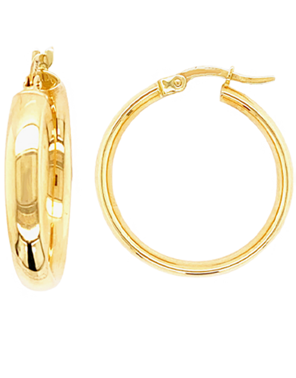 Gold Earrings - 10ct Yellow Gold Half Round Hoop Earrings - 788584