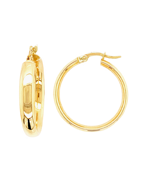 Gold Earrings - 10ct Yellow Gold Half Round Hoop Earrings - 788585