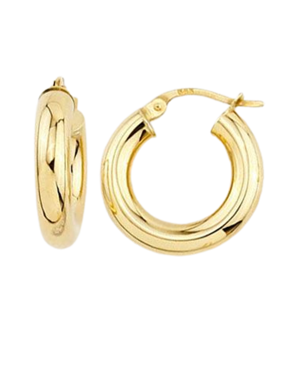 Gold Earrings - 10ct Yellow Gold Round Hoop Earrings -  782260