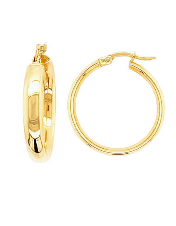 Gold Earrings - 10ct Yellow Gold Half Round Hoop Earrings - 788582