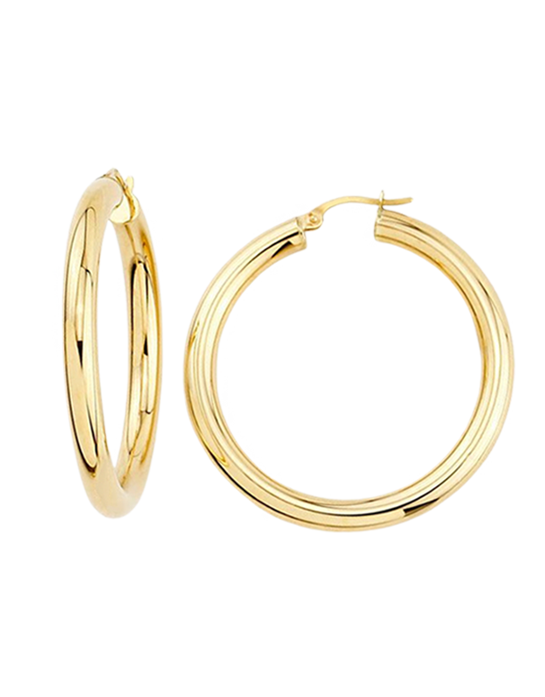 Gold Earrings - 10ct Yellow Gold Round Hoop Earrings - 782265