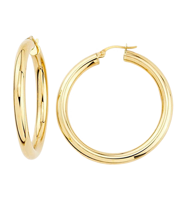 Gold Earrings - 10ct Yellow Gold Round Hoop Earrings - 782261