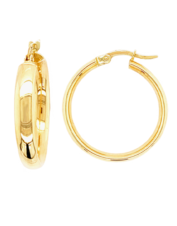 Gold Earrings - 10ct Yellow Gold Half Round Hoop Earrings - 788583