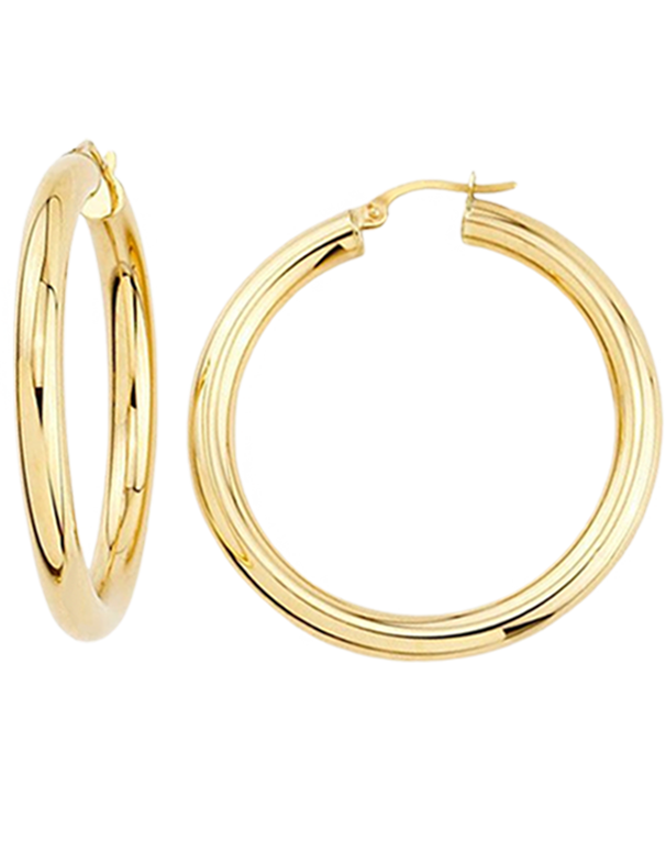 Gold Earrings - 10ct Yellow Gold Round Hoop Earrings - 782262