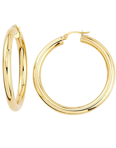 Gold Earrings - 10ct Yellow Gold Round Hoop Earrings - 782262