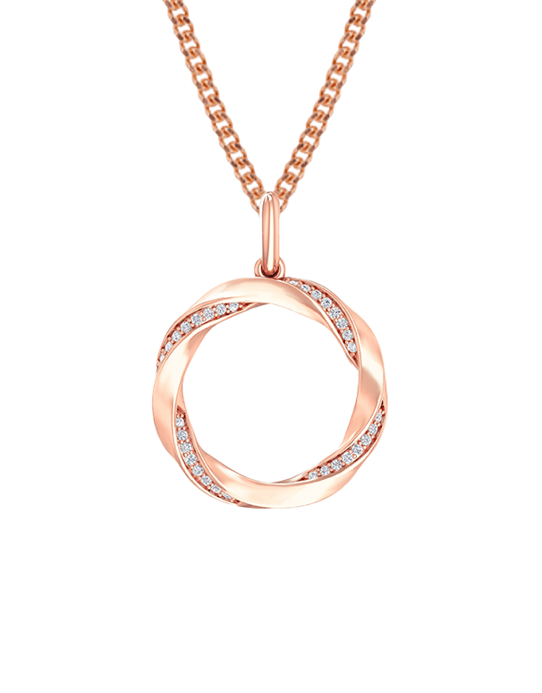10ct Rose Gold Diamond Set 15mm Circle Pendant - 788967