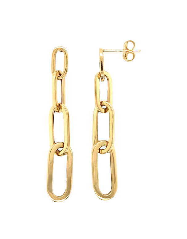 10ct Yellow Gold Paperclip Drop Earrings- 786883