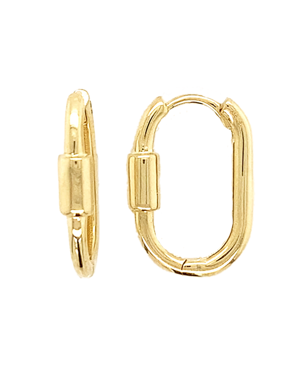 10ct Yellow Gold Paperclip Hoop Earrings - 786771
