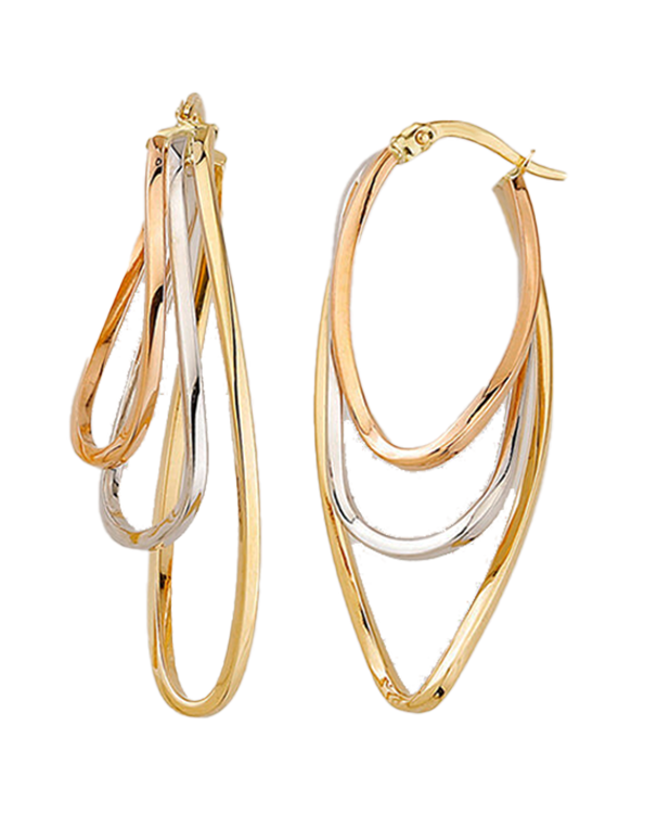 10ct Three-Tone Hoop Earrings- 788023