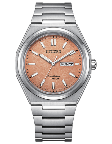 Citizen - Eco-Drive Zenshin Super Titanium Chronograph Orange Dial 39mm - AW0130-85Z	- 789673