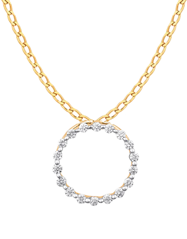 Diamond Pendant - 10ct Rose Gold Diamond Set Circle Slider Pendant - 784512