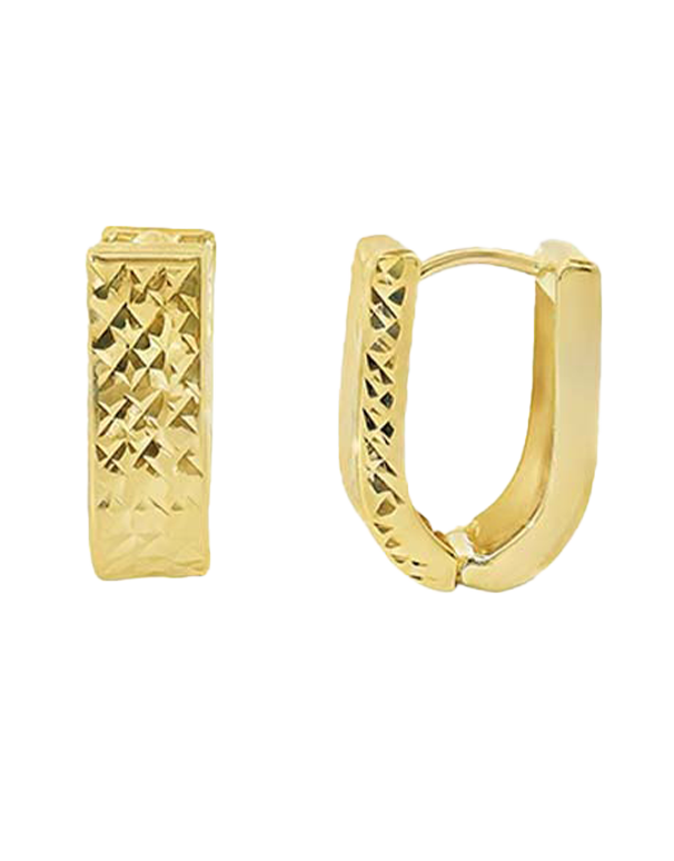10ct Yellow Gold Diamond Cut Paperclip Huggie Earrings- 789278