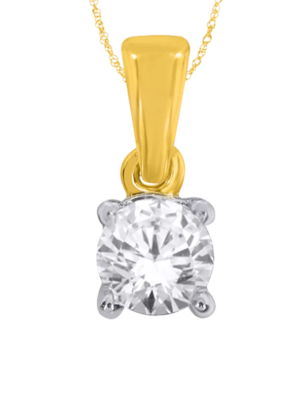 10ct Yellow Gold Solitaire Diamond Pendant - 770183