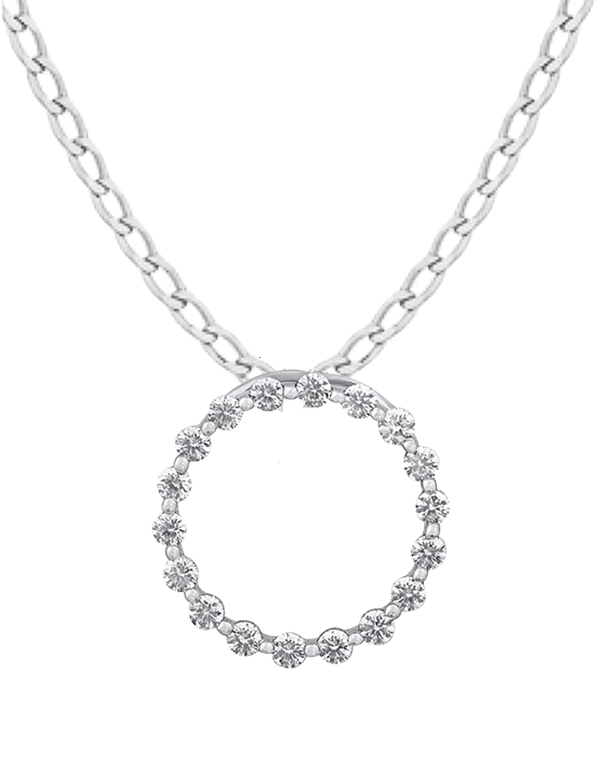 Diamond Pendant - 10ct White Gold Diamond Set Circle Slider Pendant - 784068