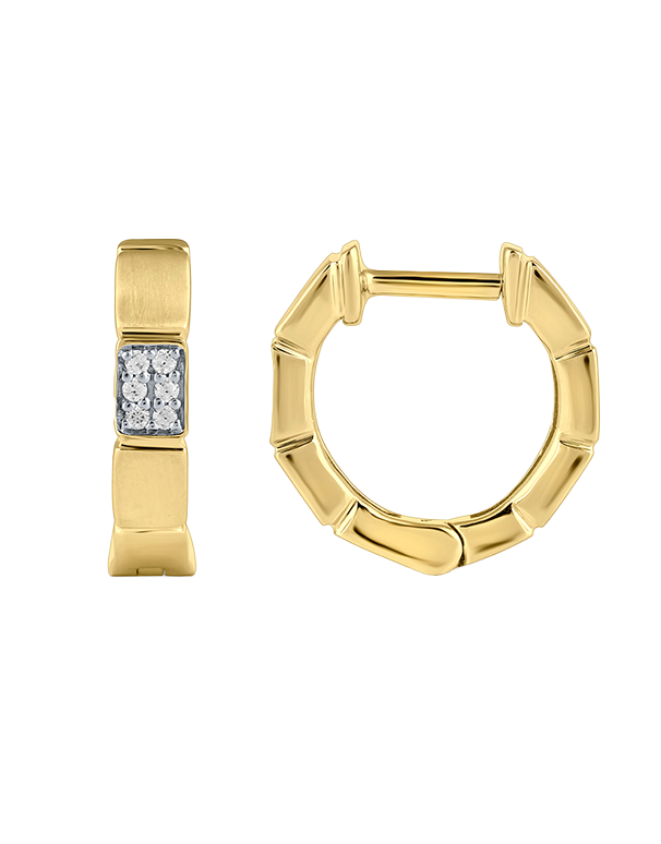 10ct Yellow Gold Diamond Set Hoop Earrings- 789418